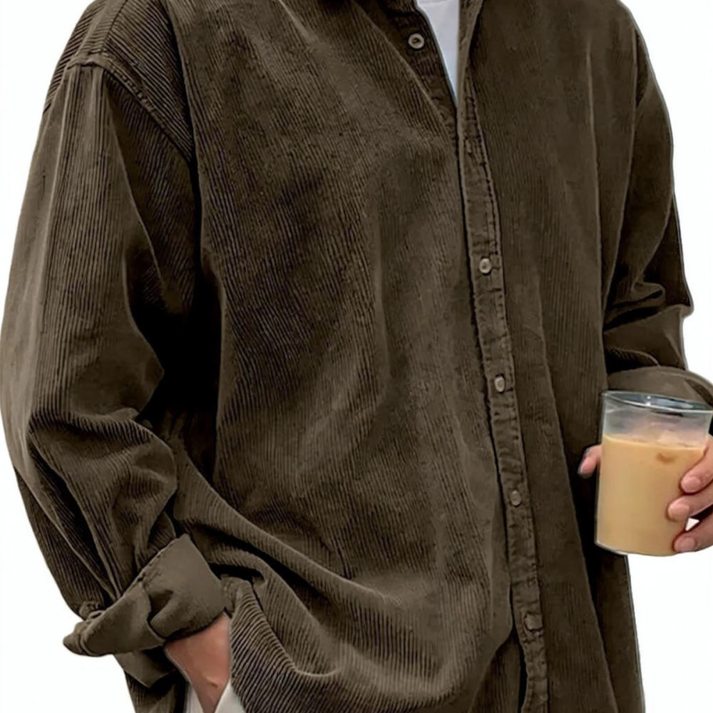 メンズ コーデュロイシャツ 長袖 カジュアル ゆったりとした - Corduroy Button Up Shirt Men のレビューと価格