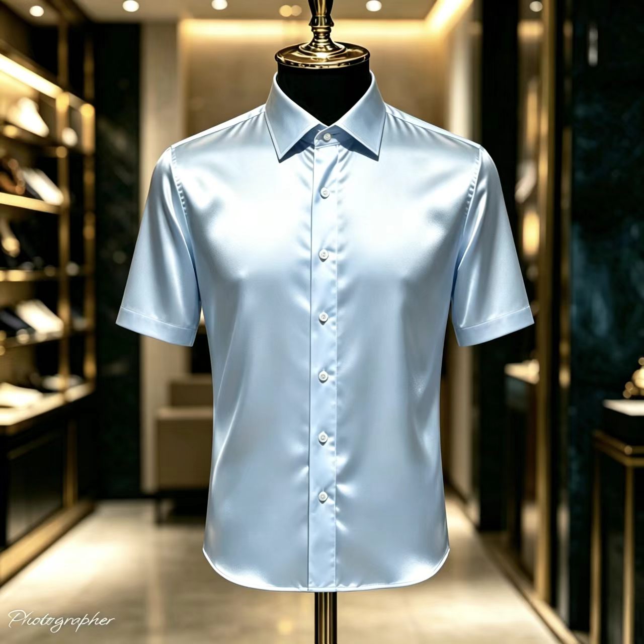 Men's Solid Color Satin Short- - Mens Satin Silk Dress Shirt のレビューと価格