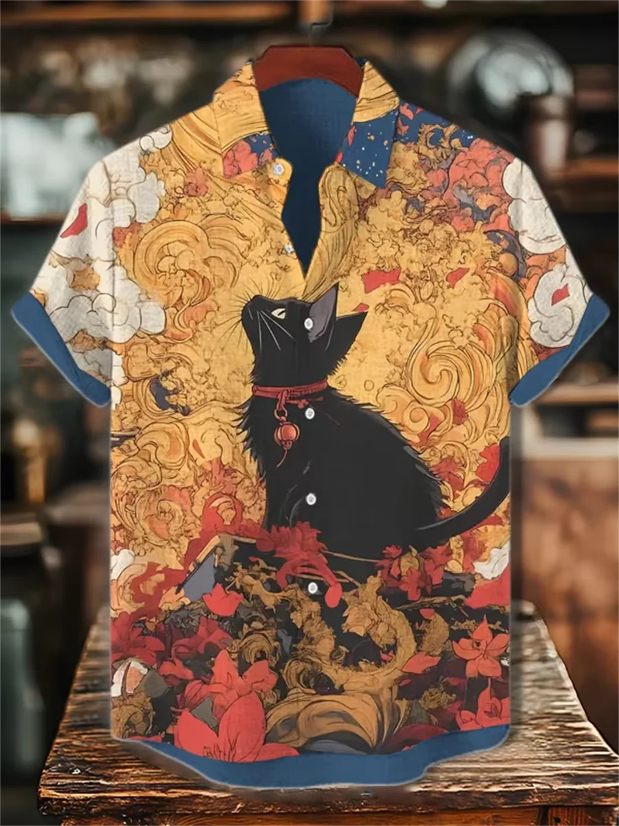 メンズ ハワイアン 半袖シャツ ヴィンテージ ブラックキャッ - Vintage Hawaiian Floral Shirt のレビューと価格