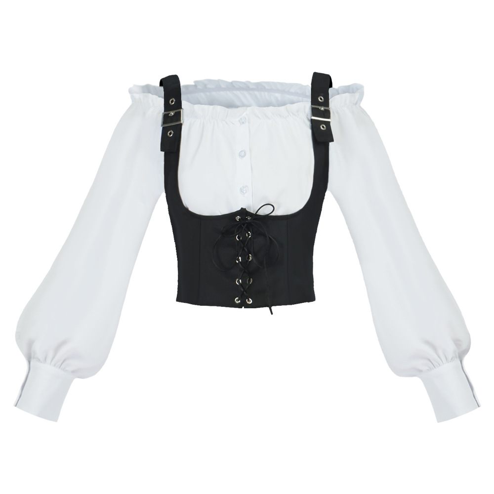 レトロな西部風の女性用ブラウス、スエード素材のベスト、異素材 - Shirts のレビューと価格