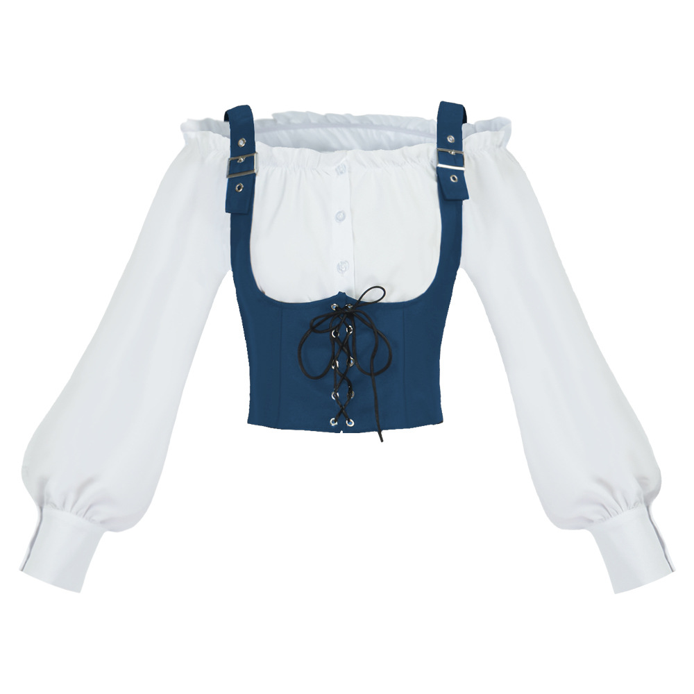 レトロな西部風の女性用ブラウス、スエード素材のベスト、異素材 - Shirts のレビューと価格